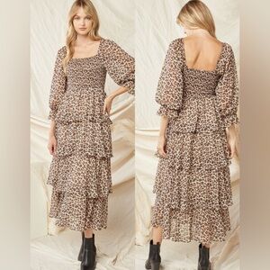 🐆🐆🐆ENTRO Leopard Print cheetah tiered dress🐆🐆🐆